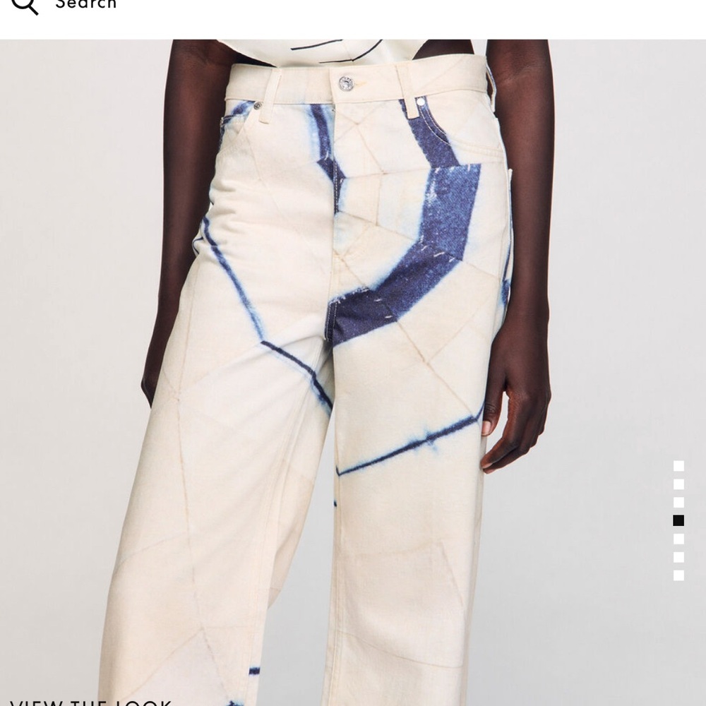 Sandro Cream and Blue Flare Jeans